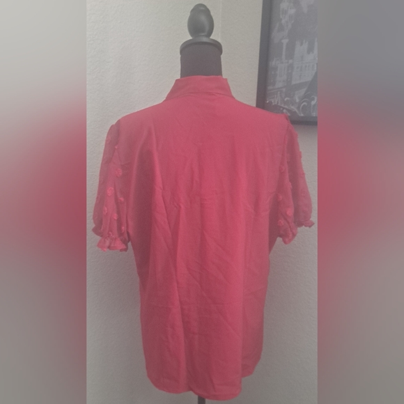 Belle Poque Short Sleeve Button Down Blouse | Size XL | Wine Red - Picture 3 of 13